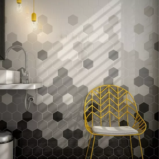 Carrelage Scale Hexagon Dark Grey 12,4x10,7 cm - vue d’ambiance 2