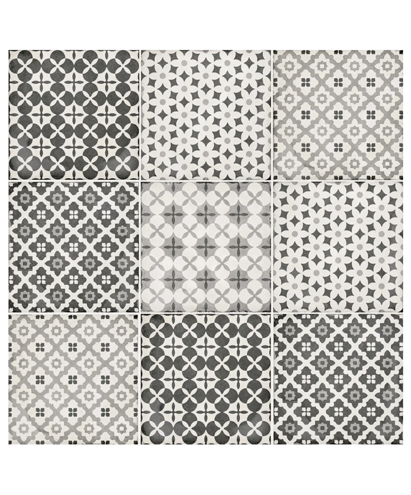 Carrelage Art Nouveau Alameda Grey 20x20 cm - vue de face du carreau