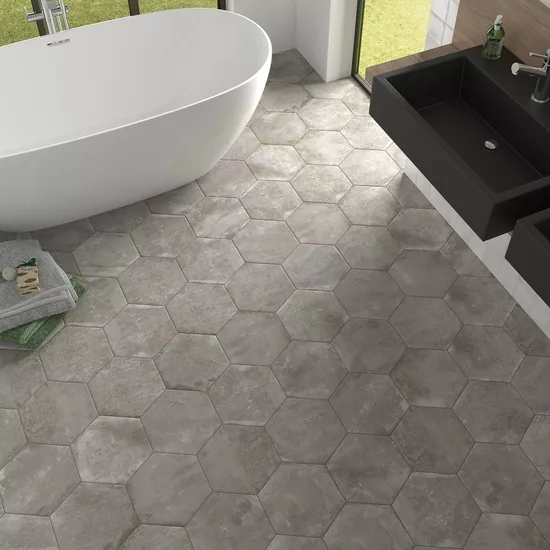 Carrelage Urban Hexagon Silver 29,2x25,4 cm - vue d’ambiance 2