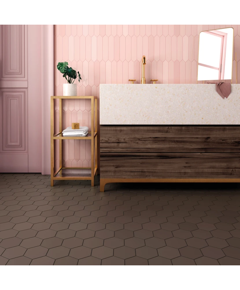 Carrelage Arrow Blush Pink 5x25 cm - vue d’ambiance