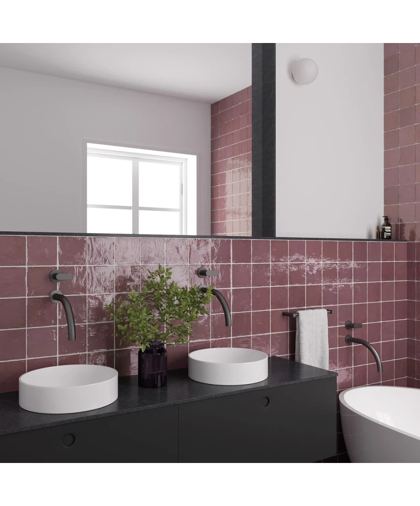 Carrelage La Riviera Juneberry 13,2x13,2 cm - posé en salle de bain