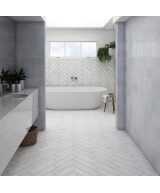 Carrelage La Riviera Lavanda Blue 13,2x13,2 cm - posé en salle de bain