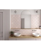 Carrelage La Riviera Rose 13,2x13,2 cm - posé en salle de bain