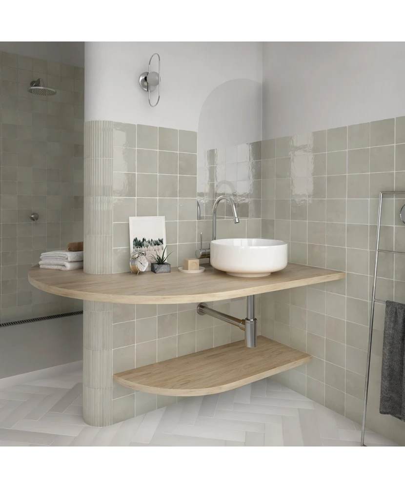 Carrelage La Riviera Vert 13,2x13,2 cm - posé en salle de bain