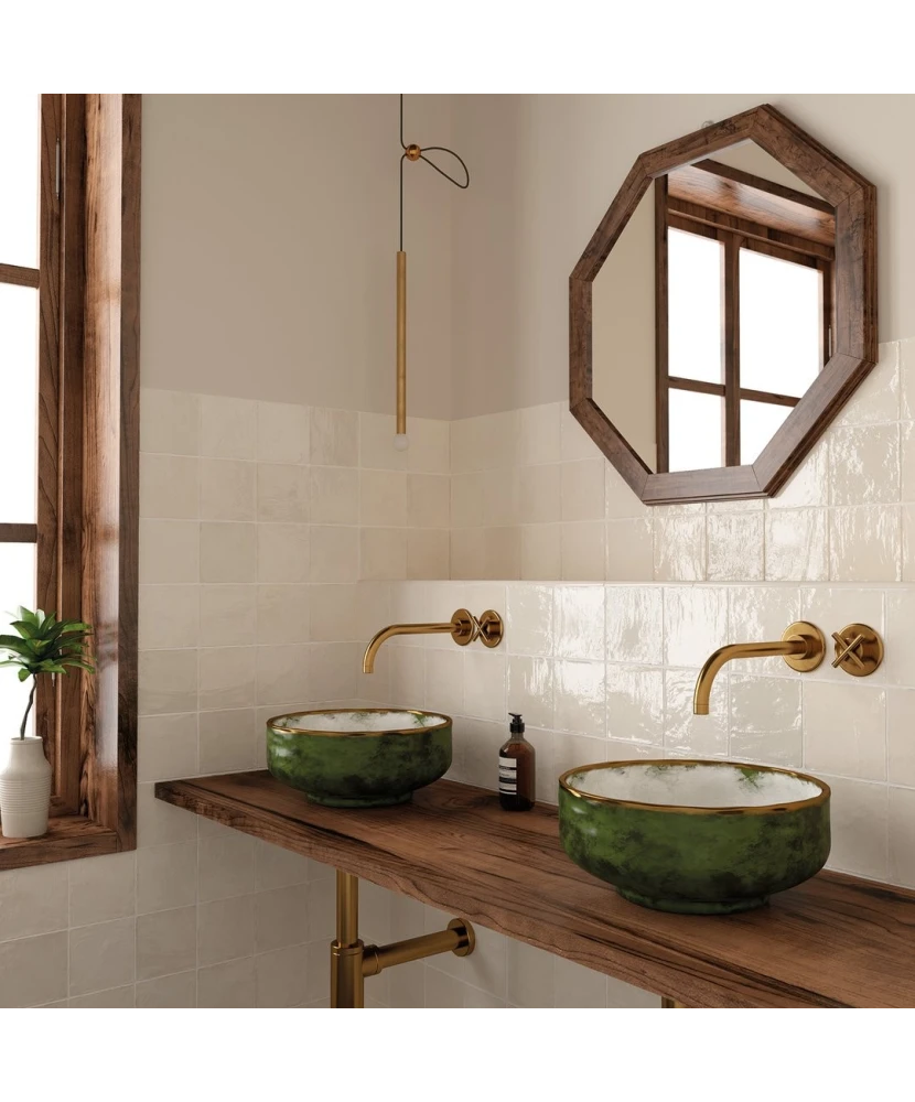 Carrelage La Riviera Wheat 13,2x13,2 cm - posé en salle de bain