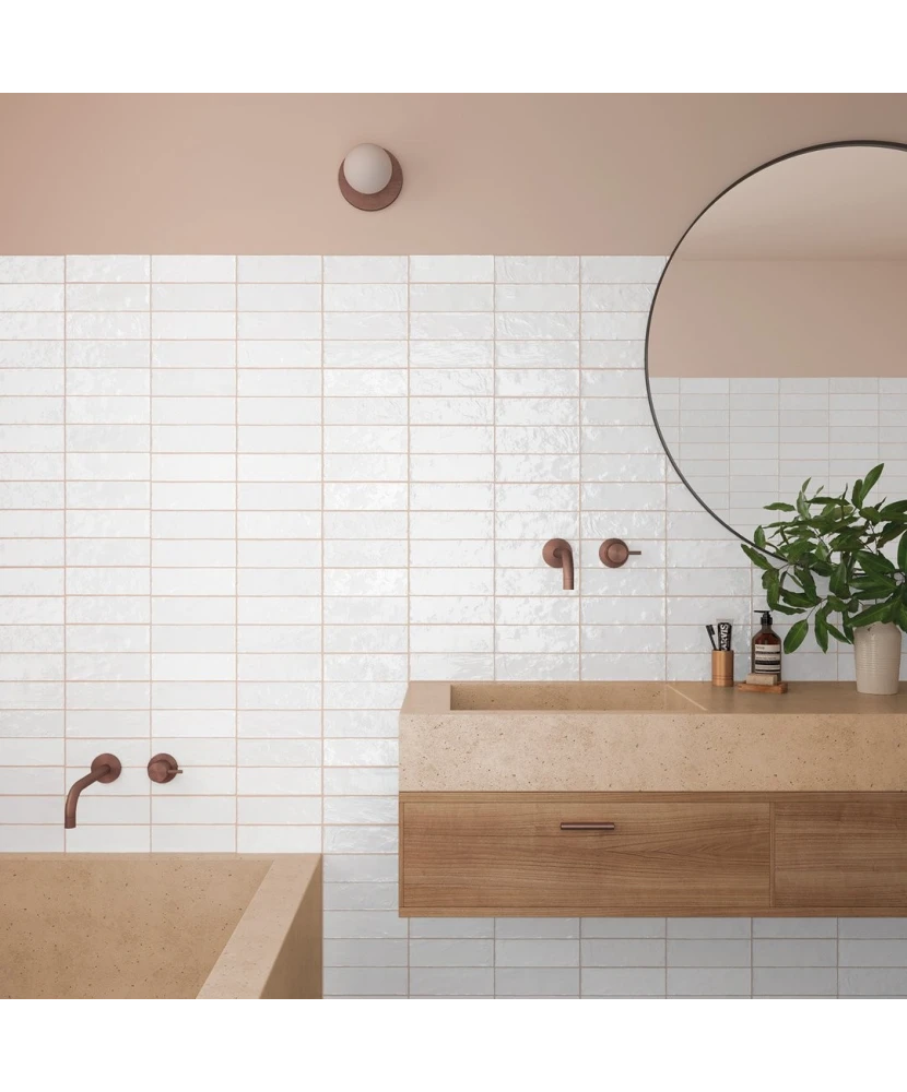 Carrelage La Riviera Blanc 6,5x20 cm - posé en salle de bain