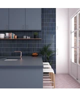 Carrelage La Riviera Blue Reef 6,5x20 cm - posé en cuisine
