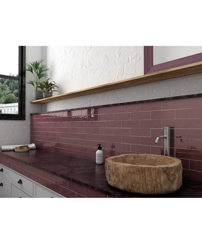 Carrelage La Riviera Juneberry 6,5x20 cm - posé en salle de bain