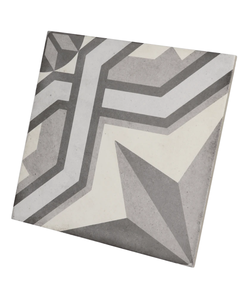 Carrelage Art Nouveau Cinema Grey 20x20 cm - vue latérale du carreau
