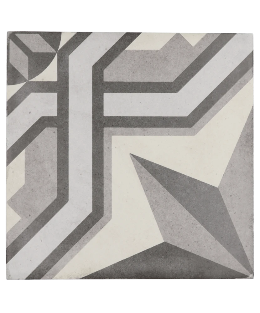 Carrelage Art Nouveau Cinema Grey 20x20 cm - vue de face du carreau