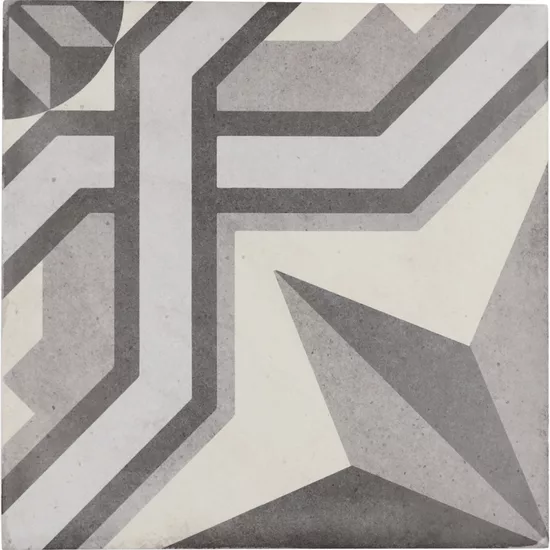 Carrelage Art Nouveau Cinema Grey 20x20 cm - vue de face du carreau