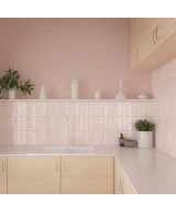 Carrelage La Riviera Rose 6,5x20 cm - posé en cuisine