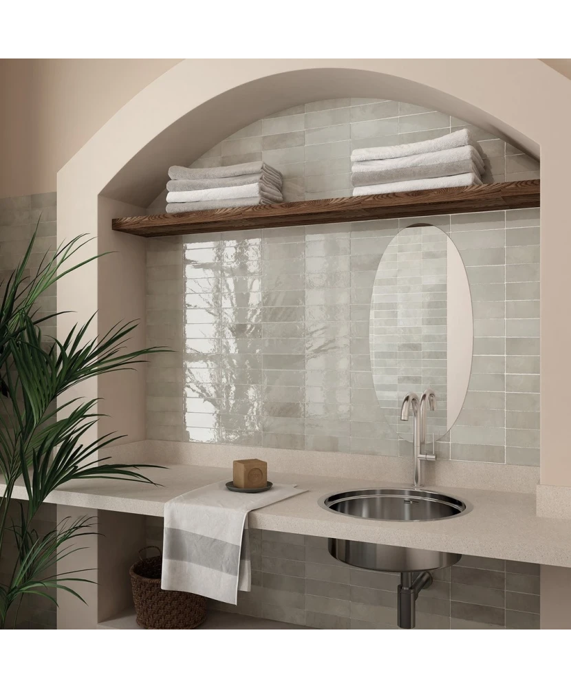Carrelage La Riviera Vert 6,5x20 cm - posé en salle de bain