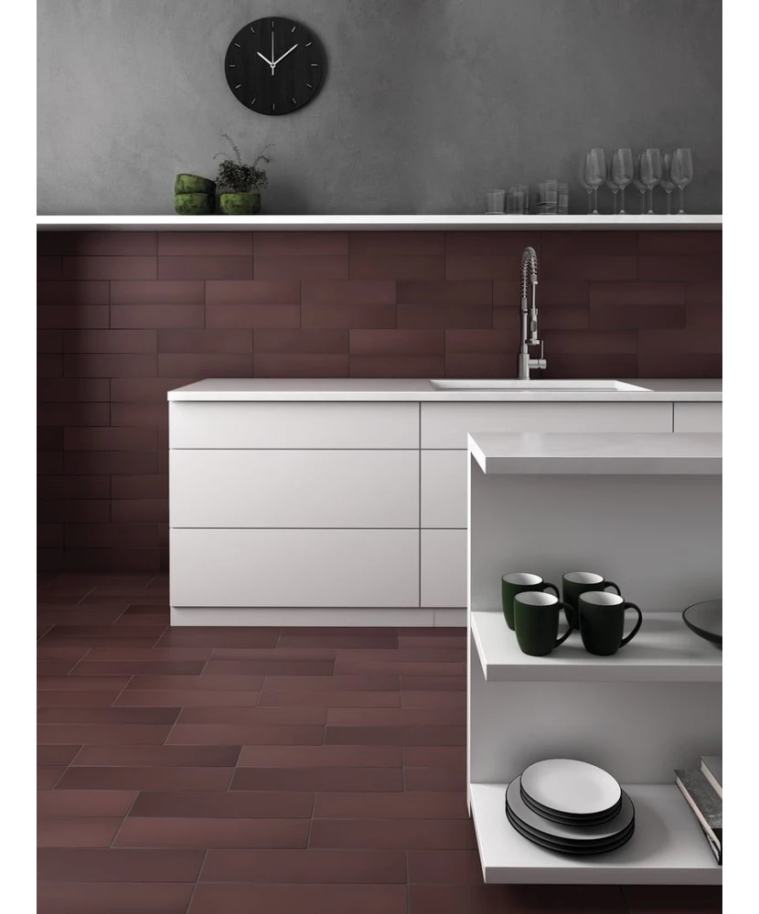 Carrelage Stromboli Oxblood 9,2x36,8 cm - vue d’ambiance