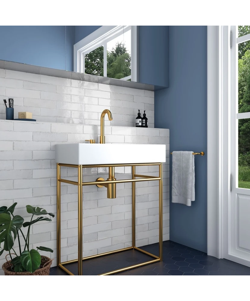 Carrelage Tribeca Gypsum White 6x24,6 cm - posé en salle de bain