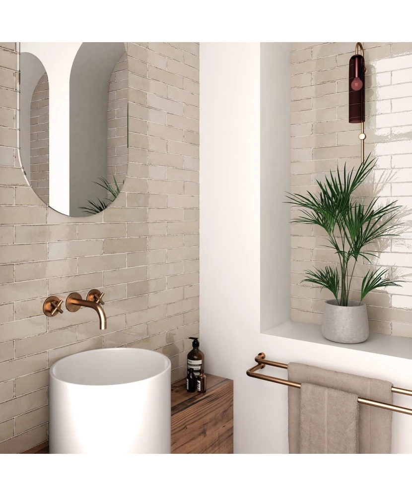 Carrelage Tribeca Oatmeal 6x24,6 cm - posé en salle de bain