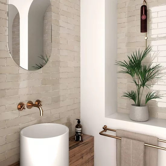 Carrelage Tribeca Oatmeal 6x24,6 cm - posé en salle de bain