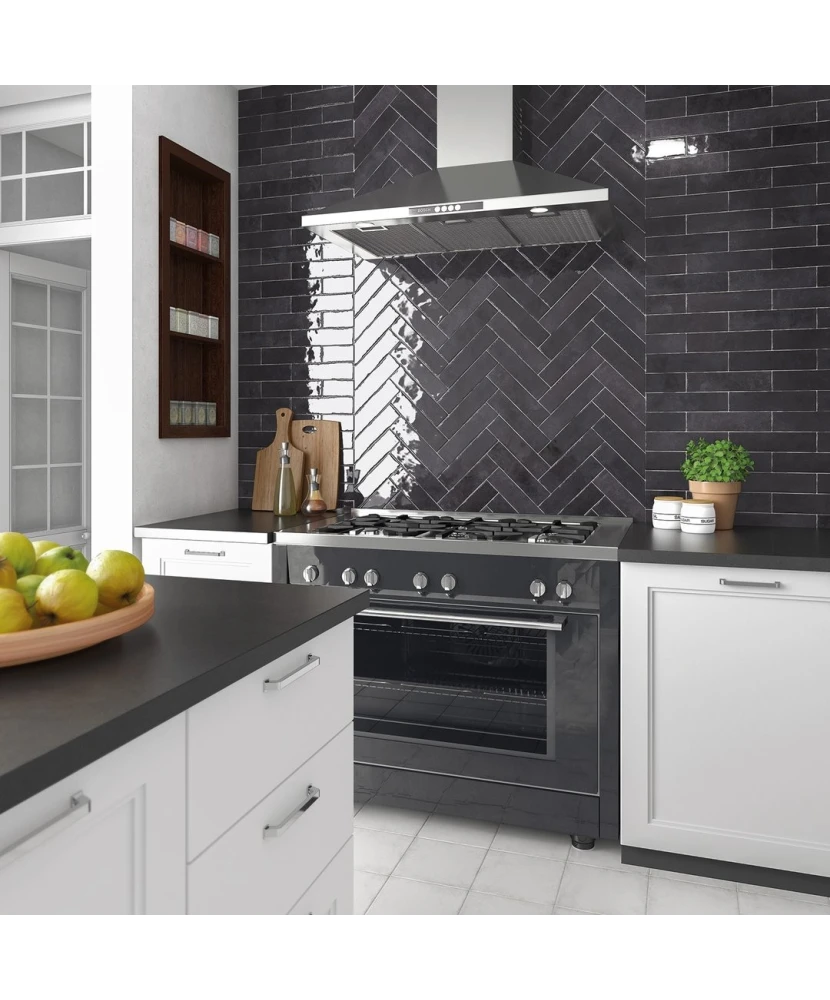 Carrelage Tribeca Basalt 6x24,6 cm - posé en cuisine