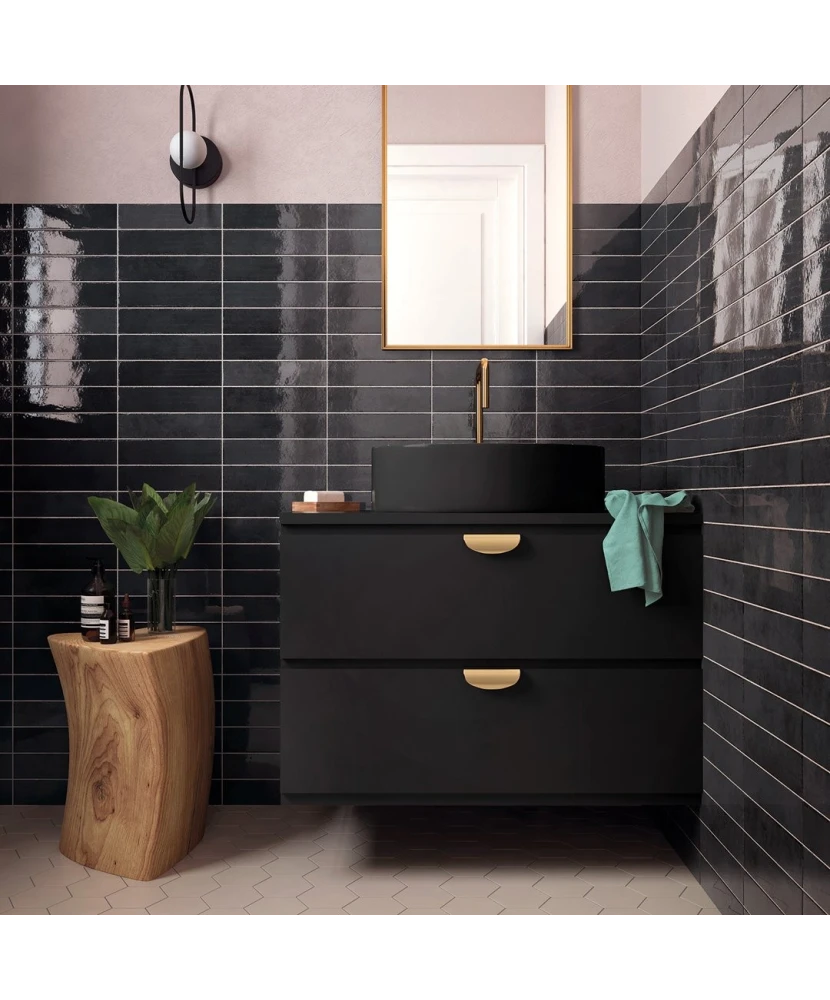 Carrelage Tribeca Basalt 6x24,6 cm - posé en salle de bain