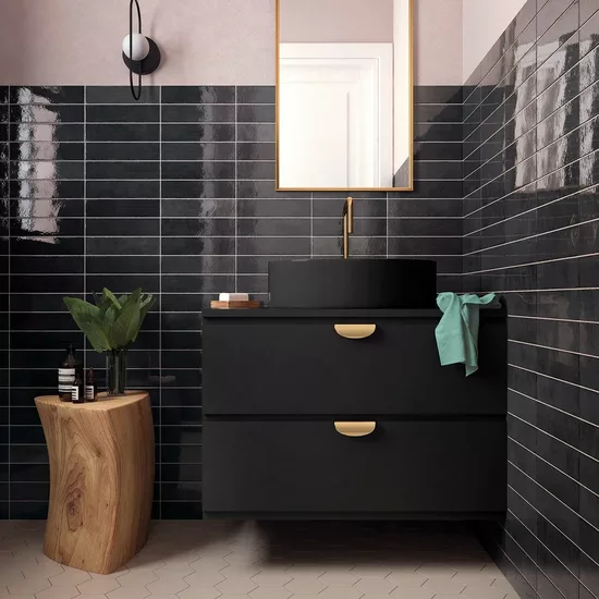 Carrelage Tribeca Basalt 6x24,6 cm - posé en salle de bain