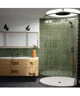 Carrelage Tribeca Sage Green 6x24,6 cm - posé en salle de bain