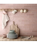 Carrelage Tribeca Tea Rose 6x24,6 cm - posé en cuisine