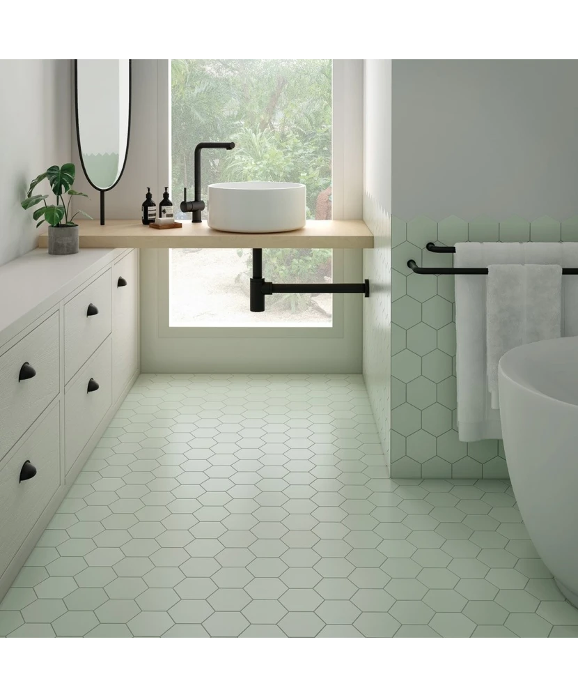 Carrelage Kromatika Mint 11,6x10,1 cm - vue d’ambiance
