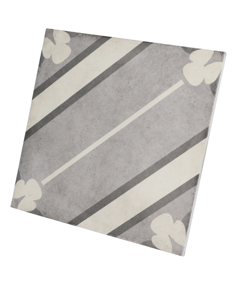 Carrelage Art Nouveau Inspire Grey 20x20 cm - vue latérale du carreau