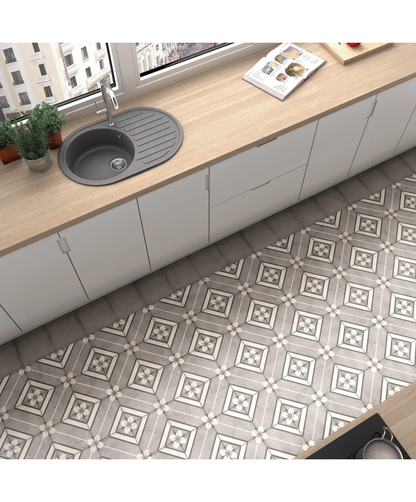 Carrelage Art Nouveau Inspire Grey 20x20 cm - vue d’ambiance