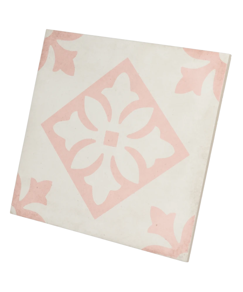 Carrelage Art Nouveau Padua Pink 20x20 cm - vue latérale du carreau