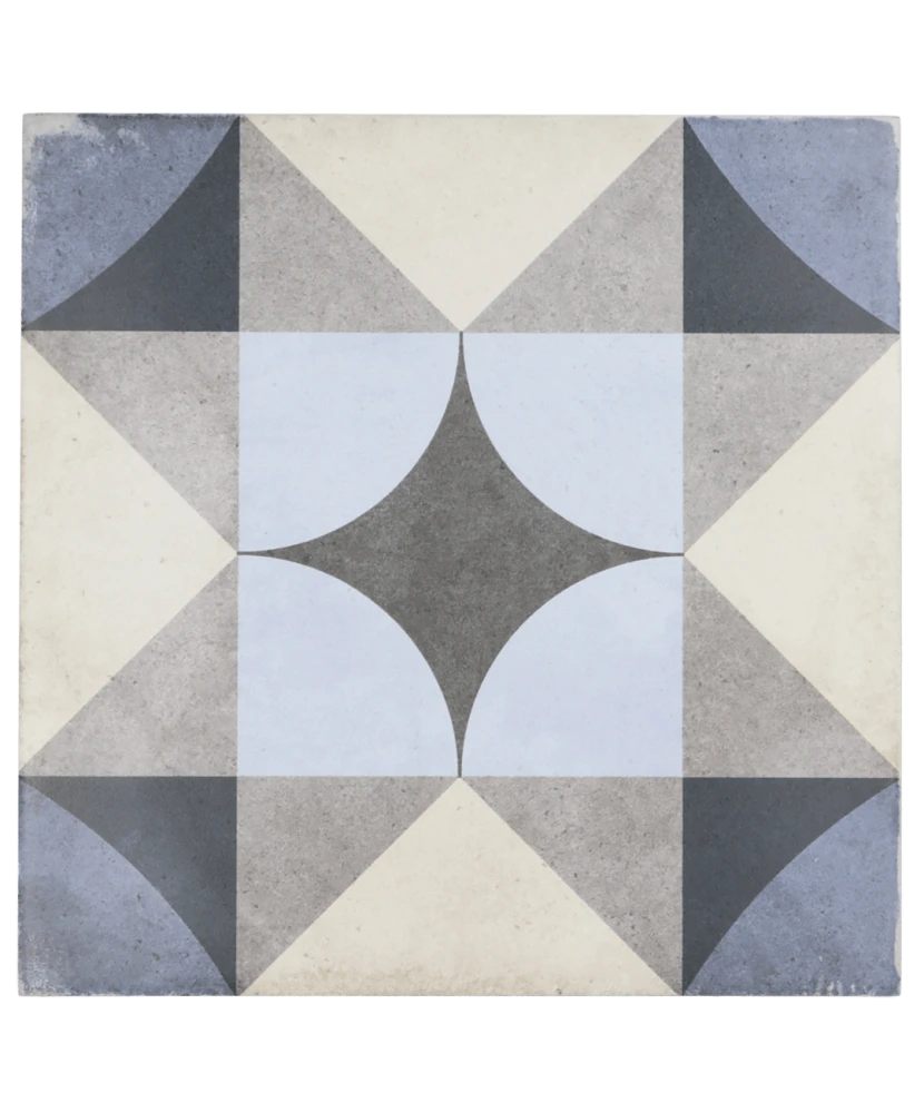 Carrelage Art Nouveau Palais Blue 20x20 cm - vue de face du carreau