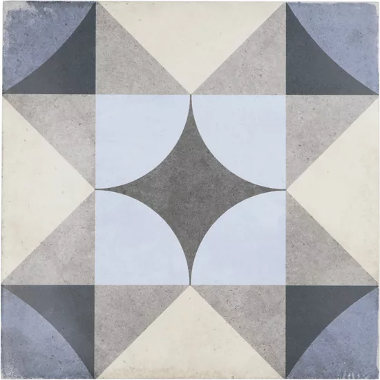 Carrelage Art Nouveau Palais Blue 20x20 cm - vue de face du carreau