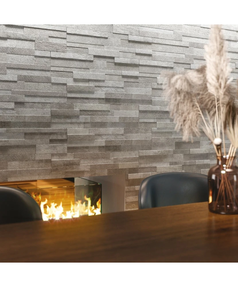 Carrelage Volcano 3d Taupe 15x61 cm - vue d’ambiance 2