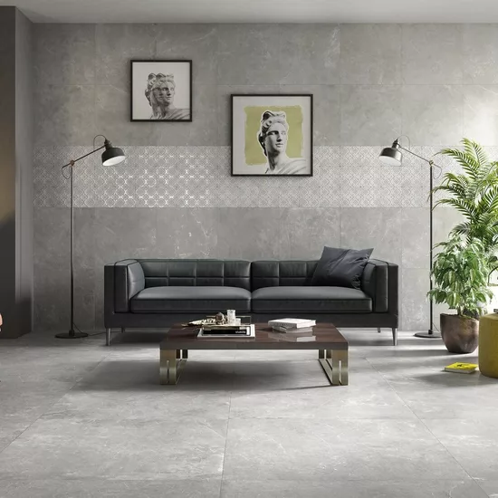 Carrelage Harmony Taupe 30x60 cm - posé dans un salon - vue 3