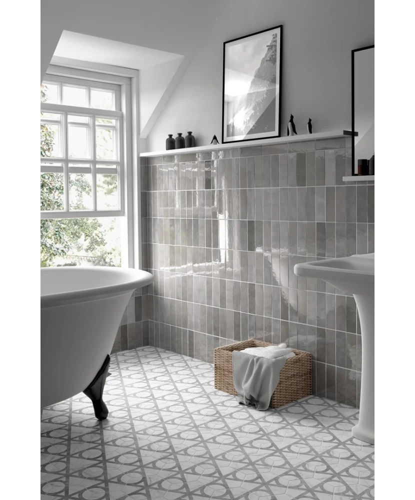 Carrelage Artisan Alabaster 6,5x20 cm - posé en salle de bain