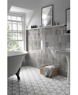 Carrelage Artisan Alabaster 6,5x20 cm - posé en salle de bain