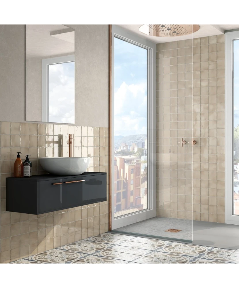 Carrelage Manacor Beige Argile 10x10 cm - vue d’ambiance