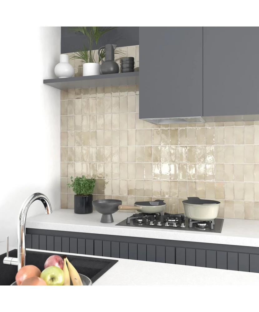 Carrelage Manacor Beige Argile 7,5x15 cm - vue d’ambiance