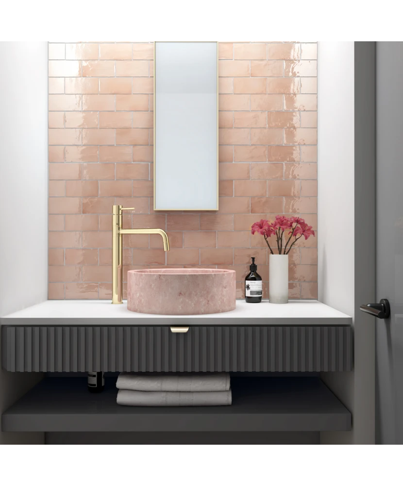 Carrelage Manacor Blush Pink 7,5x15 cm - vue d’ambiance