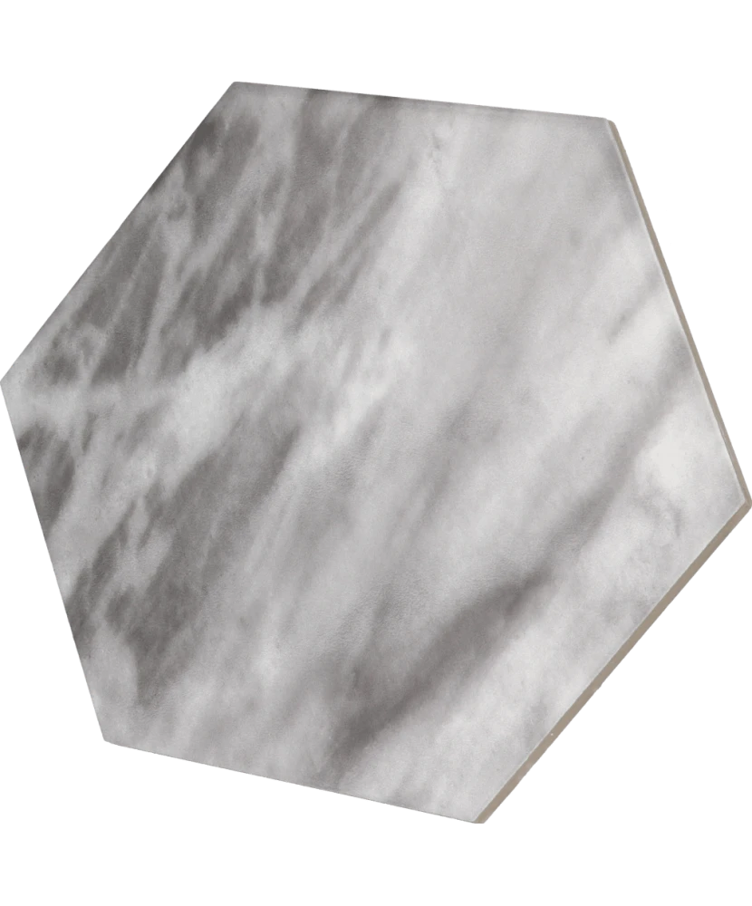 Carrelage Bardiglio Hexagon Dark Mat 17,5x20 cm - vue latérale du carreau