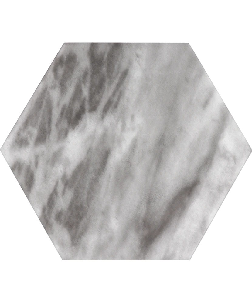 Carrelage Bardiglio Hexagon Dark Mat 17,5x20 cm - vue de face du carreau