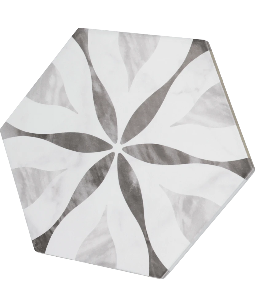 Carrelage Bardiglio Hexagon Flower Mat 17,5x20 cm - vue latérale du carreau