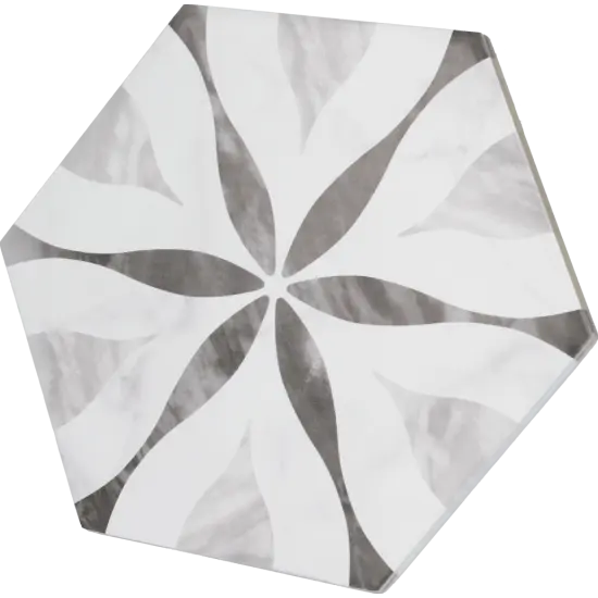 Carrelage Bardiglio Hexagon Flower Mat 17,5x20 cm - vue latérale du carreau