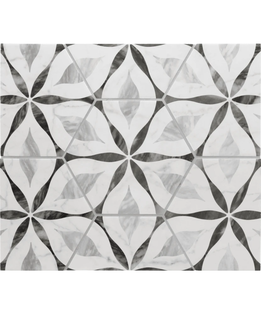 Carrelage Bardiglio Hexagon Flower Mat 17,5x20 cm - panneau de carreaux