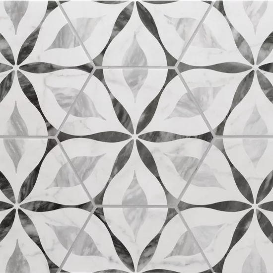 Carrelage Bardiglio Hexagon Flower Mat 17,5x20 cm - panneau de carreaux