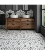 Carrelage Bardiglio Hexagon Flower Mat 17,5x20 cm - vue d’ambiance