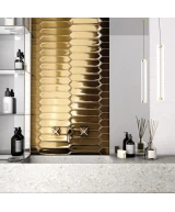 Carrelage Lanse Gold 5x25 cm - posé en salle de bain
