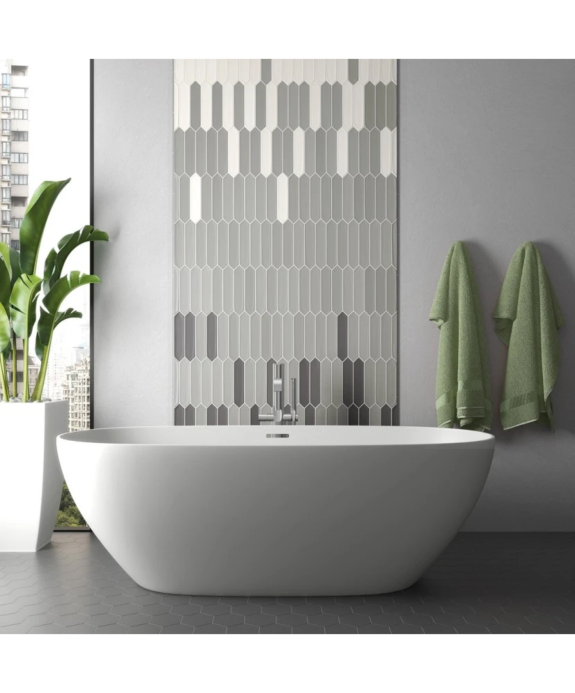 Carrelage Lanse Gray 5x25 cm - posé en salle de bain 2