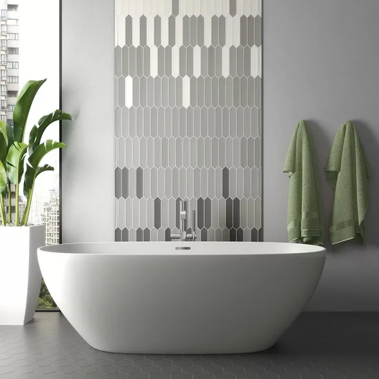 Carrelage Lanse Gray 5x25 cm - posé en salle de bain 2