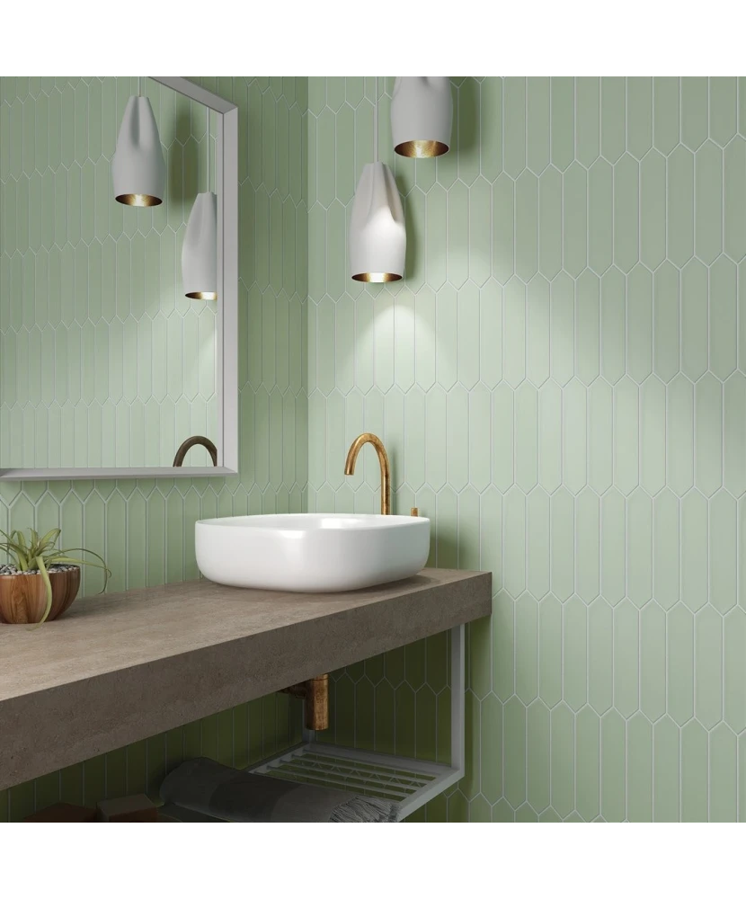 Carrelage Lanse Mint 5x25 cm - posé en salle de bain